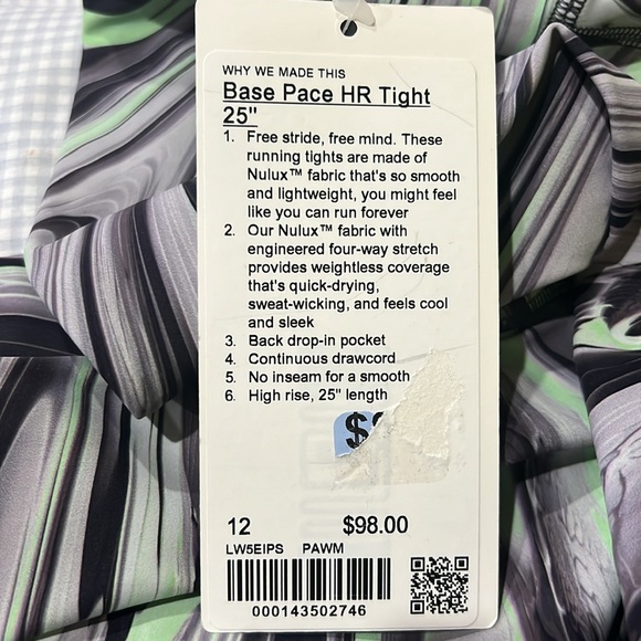 LULULEMON BASE PACE HIGH RISE TIGHT 25” NWT SIZE 12 - Picture 5 of 6